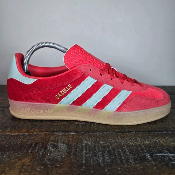 NEW adidas Gazelle Indoor Womens Size 11 Shoes Scarlet Red Hazy Green IG6786 - Picture 5 of 12